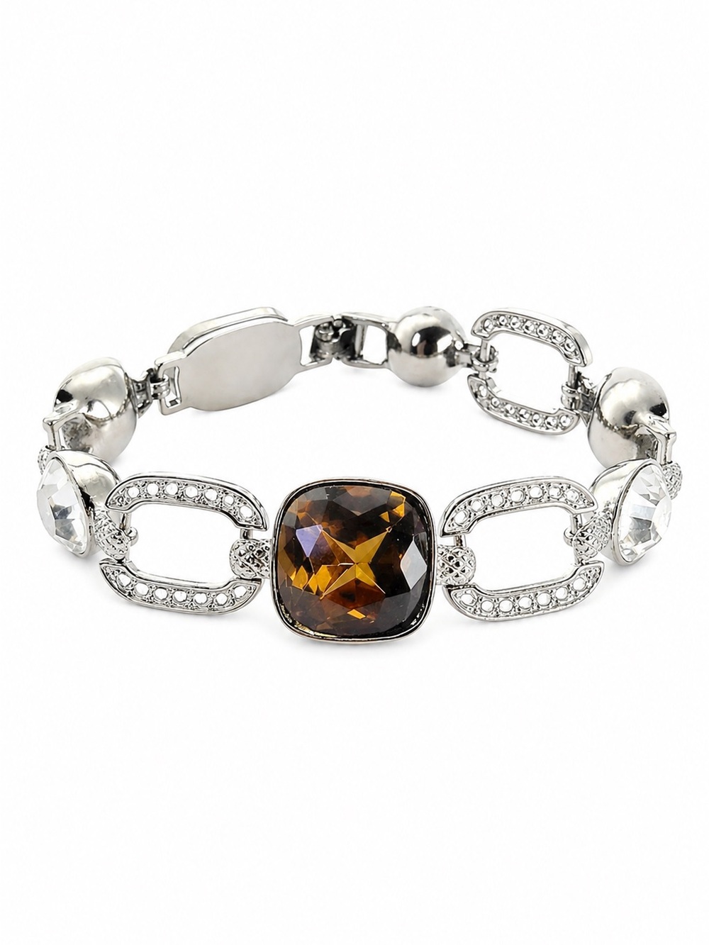 Givenchy Vintage Elegant Silver and Amber Bracelet.